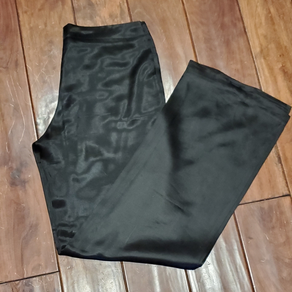 Black satin pants
